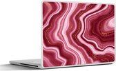 Laptop sticker - 17.3 inch - Marmer print - Roze - Lijn - 40x30cm - Laptopstickers - Laptop skin - Cover