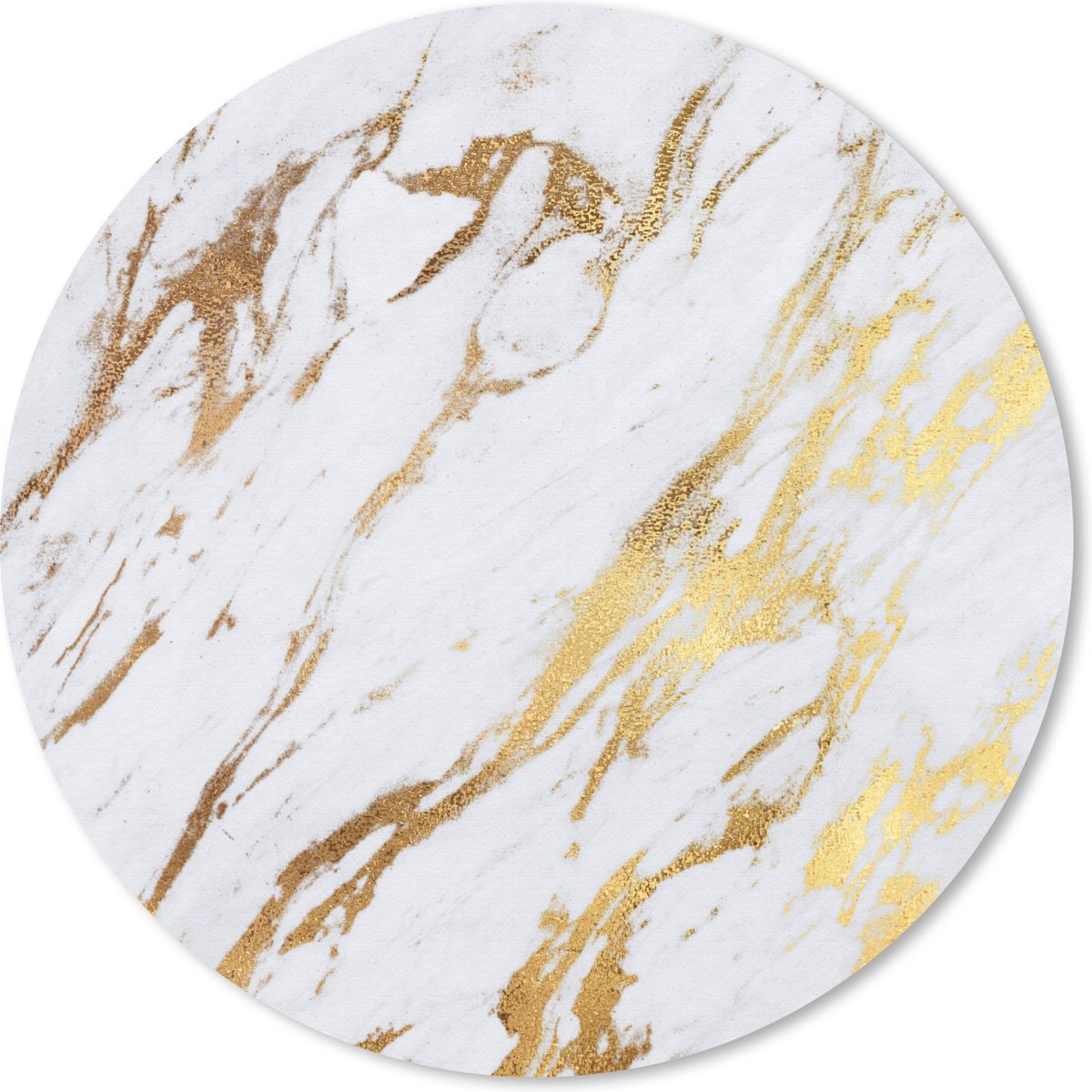 Muismat rond 30x30 cm - Mousepad Marmer - Patronen - Wit - Goud - Ronde muismatten