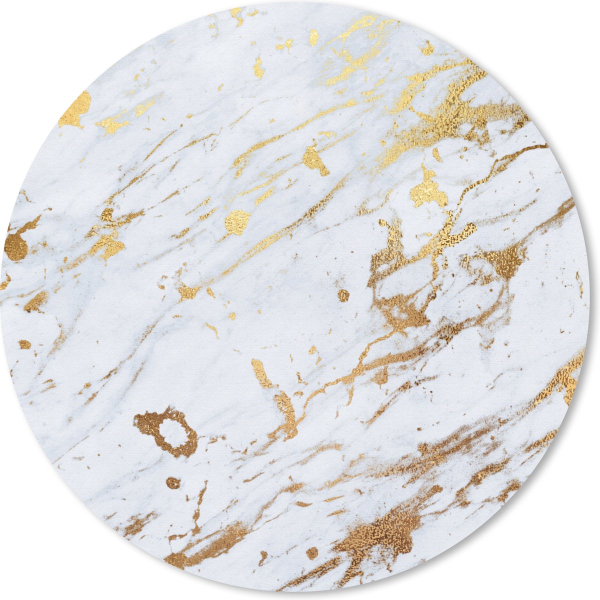 Muismat rond 40x40 cm - Mousepad Marmer - Patronen - Goud - Wit - Ronde muismatten