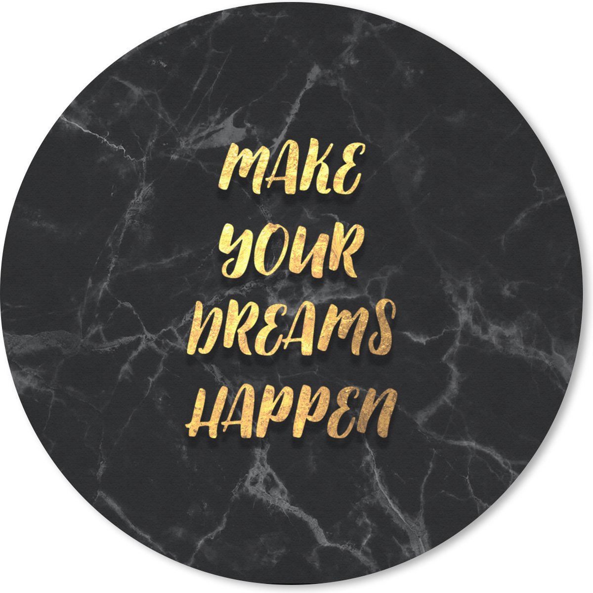 Muismat rond 50x50 cm - Mousepad Quotes - Dream - Goud - Marmer print - Ronde muismatten