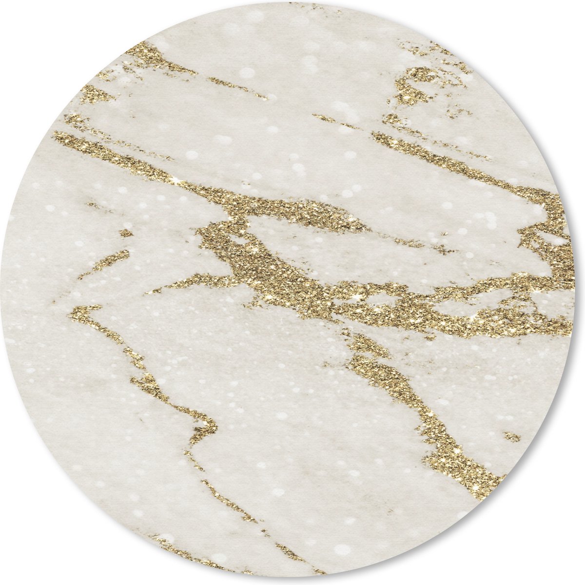 Muismat rond 20x20 cm - Mousepad Marmer - Beige - Goud - Ronde muismatten