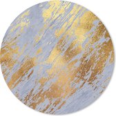 Muismat - Mousepad - Rond - Marmer - Blauw - Goud - 50x50 cm - Ronde muismat