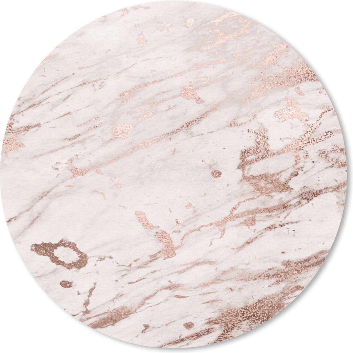 Muismat rond 30x30 cm - Mousepad Marmer - Wit - Roze - Ronde muismatten