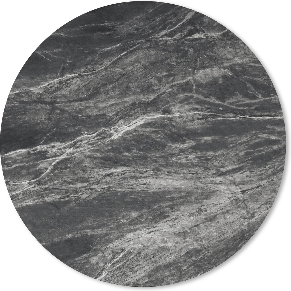 Muismat rond 50x50 cm - Mousepad Marmer - Steen - Zwart - Wit - Ronde muismatten