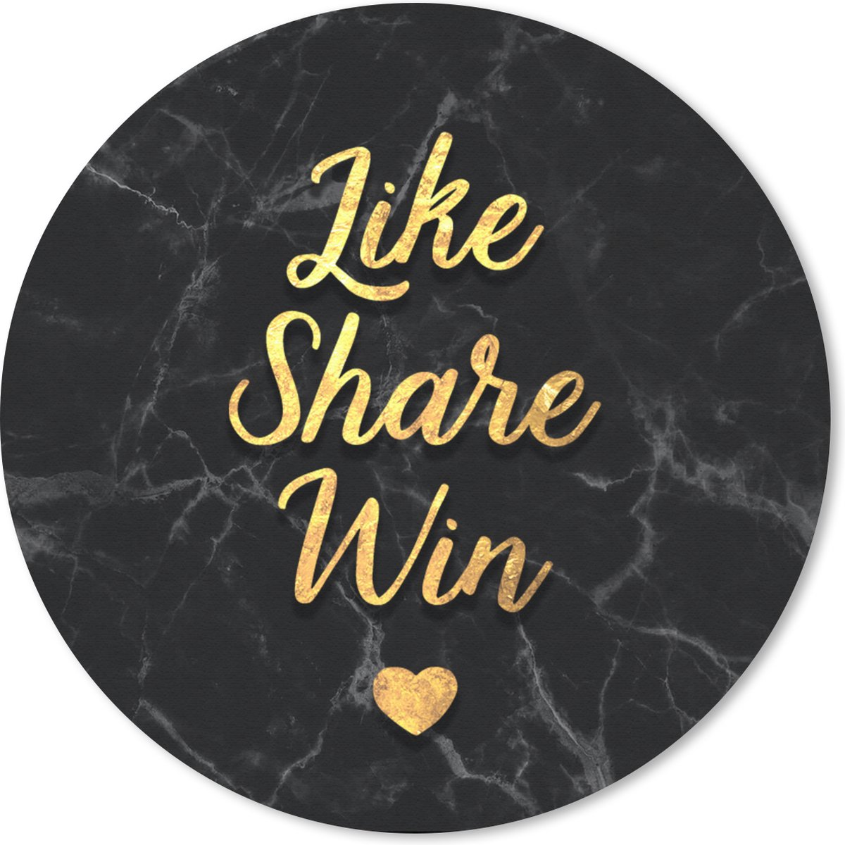Muismat rond 20x20 cm - Mousepad Actie - Win - Goud - Marmer print - Ronde muismatten