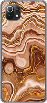 Telefoonhoesje Geschikt voor Xiaomi Mi 11 Lite hoesje - Marmer print - Gouden - Patronen - Siliconen Telefoonhoesje
