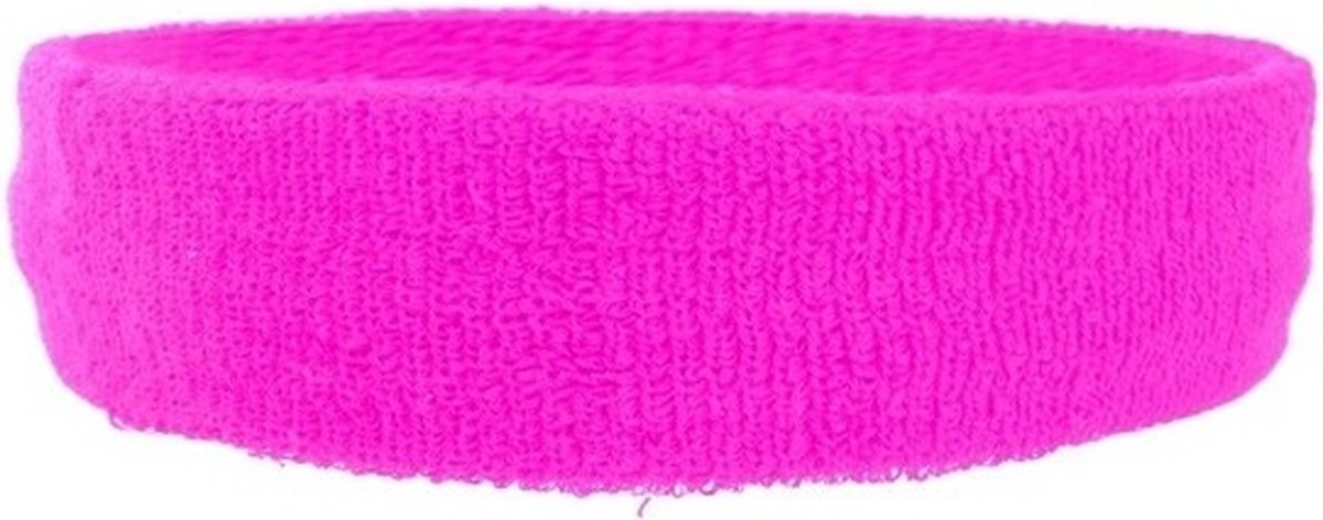 Neon roze hoofd zweetband voor volwassenen - Merkloos