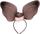 Halloween Vleermuizen vleugels verkleed diadeem - grijs - kunststof - volwassenen - Halloween thema