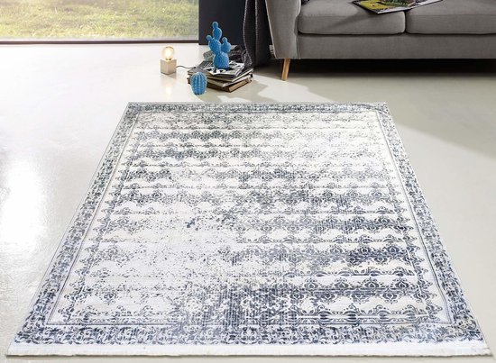 Flycarpets Hana Wasbaar Vintage Vloerkleed - Grijs - Laagpolig Tapijt Woonkamer - 200x290 cm