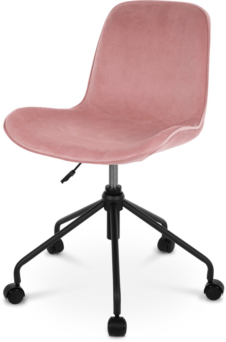 Nout-Fé bureaustoel velvet roze - zwart onderstel