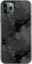 Geschikt voor iPhone 11 Pro Max hoesje - Marmer print - Glitter - Goud - Zwart - Patronen - Siliconen Telefoonhoesje