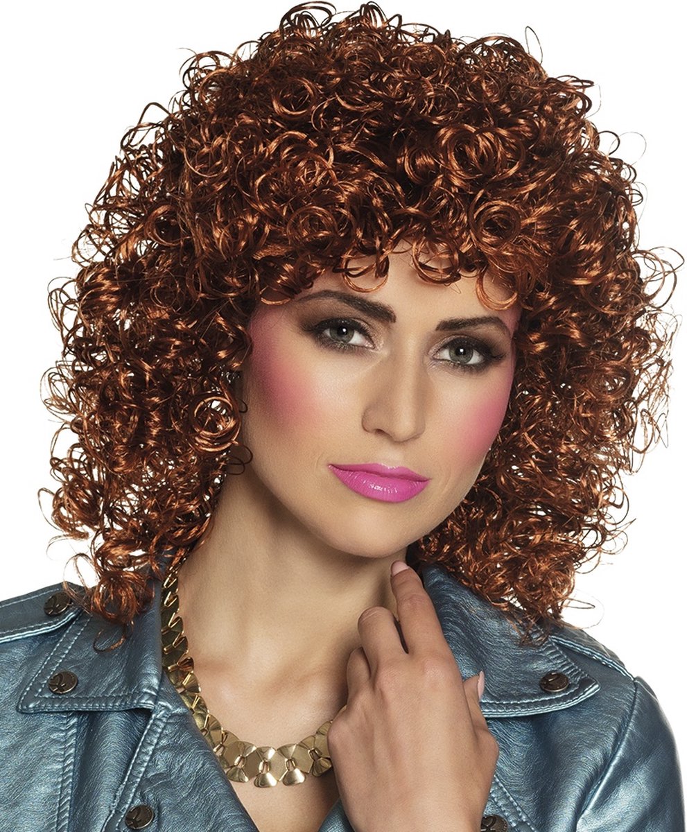 Boland - Pruik Club bruin Bruin - Krullen - Halflang - Vrouwen - - 80's & 90's - Disco — afbeelding 4