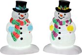 Lemax - Holly Hat Snowman, Set Of 2, B/o (4.5v) - Kersthuisjes & Kerstdorpen