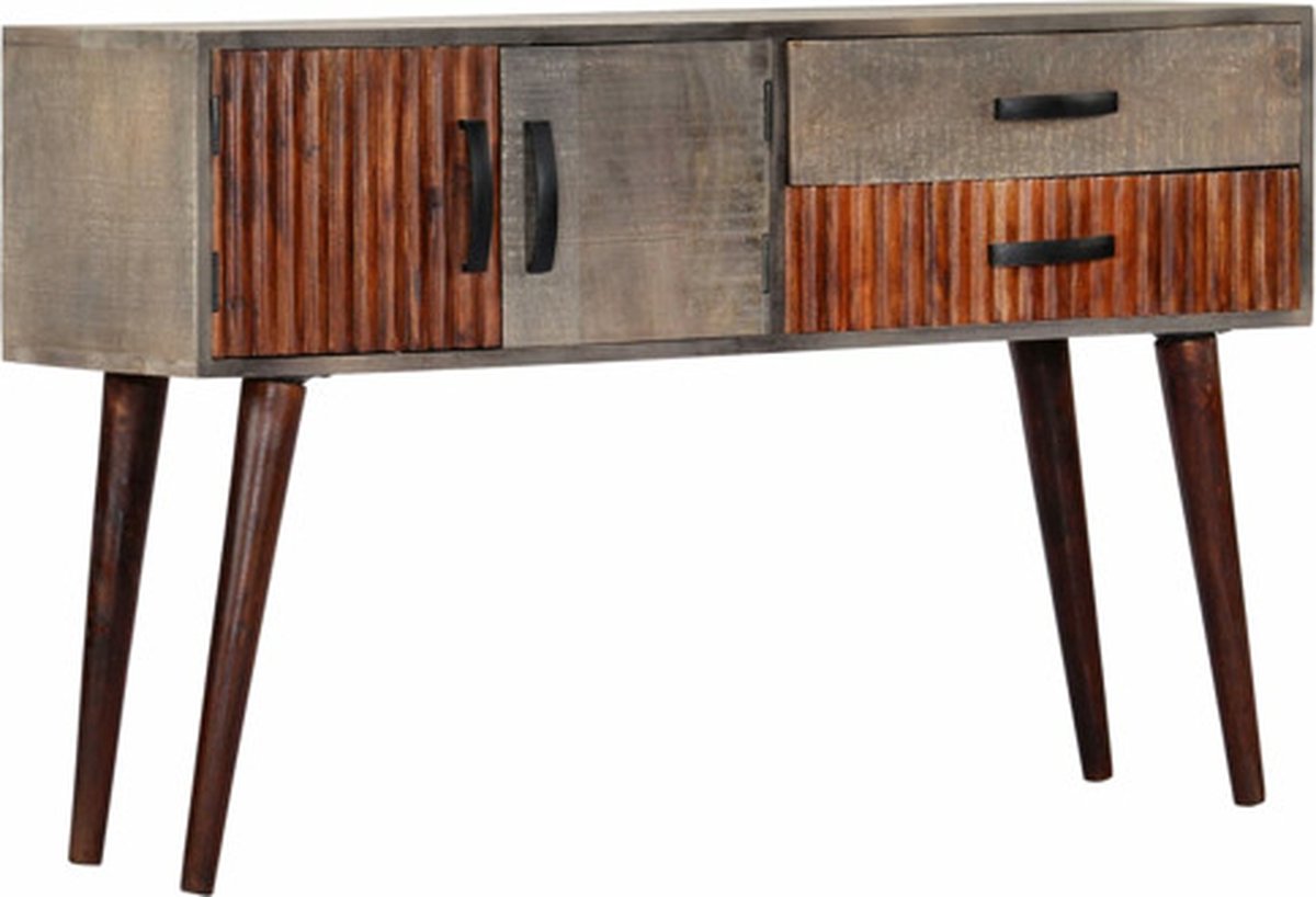 vidaXL Wandtafel - 120x35x75 - cm - massief - ruw - mangohout - grijs