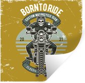 Muurstickers - Sticker Folie - Mancave - Motor - Schedel - Vintage - 120x120 cm - Plakfolie - Muurstickers Kinderkamer - Zelfklevend Behang XXL - Zelfklevend behangpapier - Stickerfolie