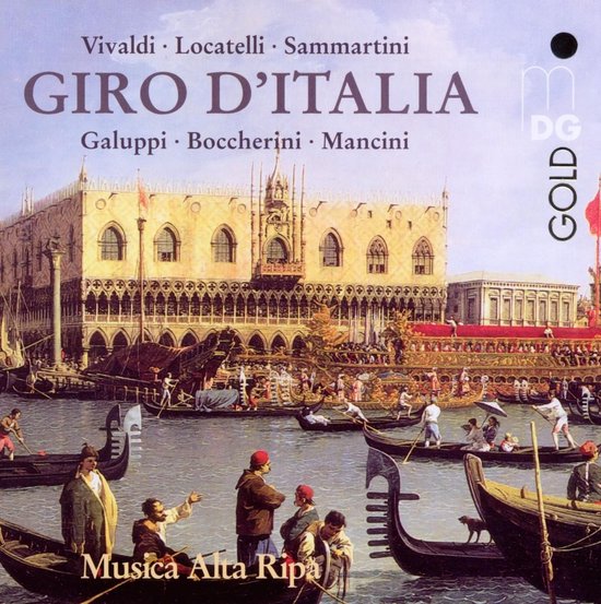 Albumhoes met de titel 'Giro D'Italia' en een schilderij van Venetië met gondels en het Dogenpaleis.