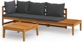 vidaXL Ensemble de salon de Jardin 3 pièces avec coussins gris foncé - Set de salon - Canapés d'extérieur - Bois d'acacia - Mobilier Plein air
