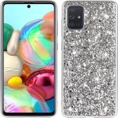 Mobigear Hoesje geschikt voor Samsung Galaxy A73 Telefoonhoesje Hardcase | Mobigear Glitter Backcover | Galaxy A73 Case | Back Cover - Zilver