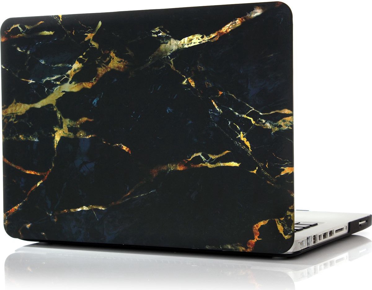 Mobigear Laptophoes geschikt voor Apple MacBook Pro 15 Inch (2008-2012) Hoes Hardshell Laptopcover MacBook Case | Mobigear Marble - Zwart / Bruin - Model A1286