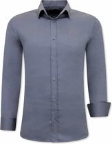 Luxe Speciale Blanco Heren Overhemden - Slim Fit - 3080 - Grijs