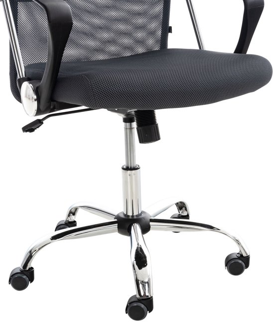 CLP Washington Bureaustoel | Kunstleer en netbekleding | Kantoorstoel met Zithoogte: 47 -55 cm grijs