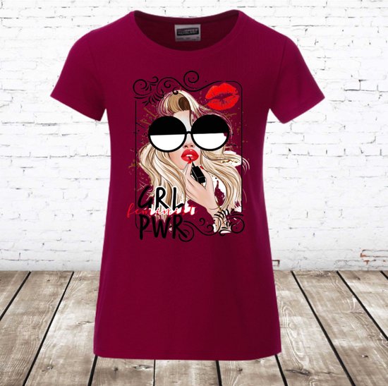 Shirt meisjes Girl power -James & Nicholson-134/140-t-shirts meisjes