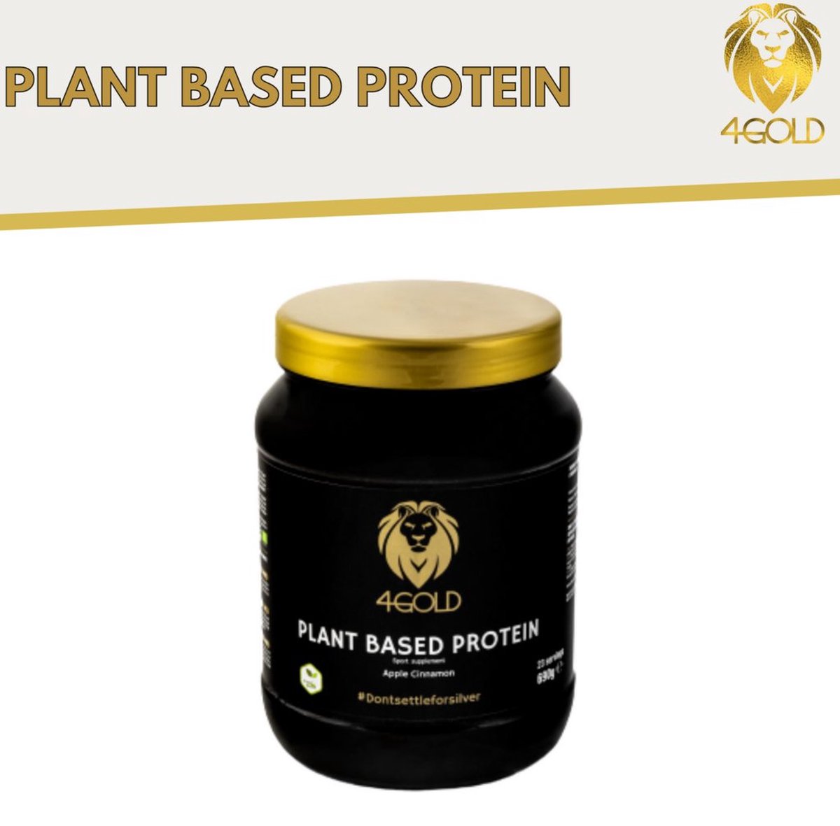 4Gold Plant Based Protein, 100% Vegan, Apple Cinnamon, 690 g