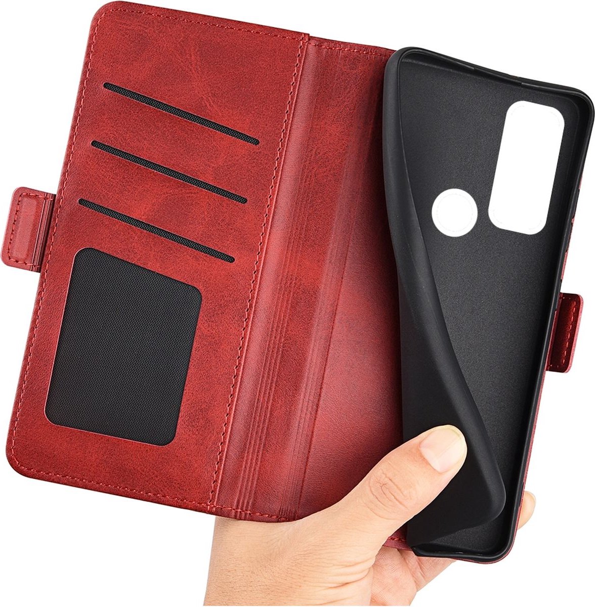 Mobigear Telefoonhoesje geschikt voor TCL 20 SE Hoesje | Mobigear Slim Magnet Bookcase Portemonnee | Pasjeshouder voor 3 Pasjes | Telefoonhoesje voor Pinpas / OV Kaart / Rijbewijs - Bruin — cadeau in Cadeau-ideeën - foto 3
