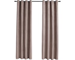 vidaXL - Gordijn - verduisterend - met - metalen - ringen - 2 - st - 140x245 - cm - taupe
