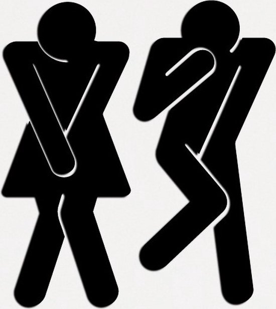 DEURBORDJE / DOOR SIGN - TOILETBORDJE / TOILETBOARD - Toiletsilhouette man en vrouw / Toilet silhouette man and woman - 14 x 15cm - ZWART / BLACK - BADKAMER DECOR TEKEN - BADKAMERDEURBORD - WC - HOME DECOR - HOTEL -HORECA - PICTOGRAM