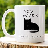 I work hard kat mok - Katten - Juf cadeau - Meester cadeau - Verjaardagscadeau - Cadeau - Verjaardag cadeau man - Cadeau voor man - Cadeau voor vrouw - Mokken - Theeglazen - Koffiekopjes