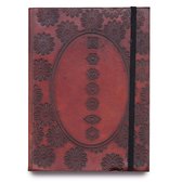 Vegan Leren Notitieboek Met Elastiek - Chakra Mandala - 200 Pagina's - 20x15cm