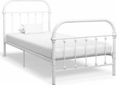 vidaXL - Bedframe - metaal - wit - 100x200 - cm