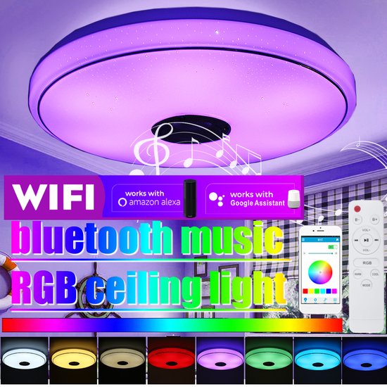 Modern Smart Plafondlampen LED Plafondlamp Dimbaar met Kleurwissel Wifi Lamp met Afstandsbediening en App Bediening voor Slaapkamer Woonkamer Kinderkamer Balkon Keuken Badkamer Woonkamer ø30cm