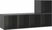 vidaXL - 2-delige - Tv-meubelset - spaanplaat - hoogglans - grijs