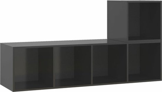 vidaXL-2-delige-Tv-meubelset-spaanplaat-hoogglans-grijs