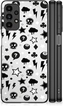 Silicone Back Cover Geschikt voor Samsung Galaxy A13 4G Telefoonhoesje met Zwarte rand Silver Punk