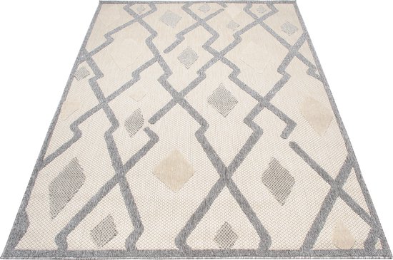 Tapis de jardin Tapiso Viera Tapis Beige Grijs Moderne Intérieur Taille - 140x200