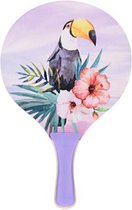 Strandsporten beachball set met tropische print lila handvat 41 cm
