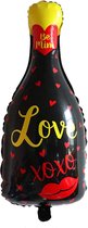 DW4Trading Folieballon Be Mine Love Xoxo Fles - Feesten en Partijen - 37x72 cm - Zwart