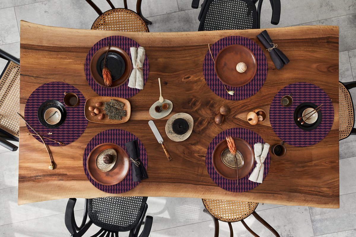 Ronde placemats - Onderlegger - Placemats rond - Patronen - Abstract - Vintage - 6 stuks