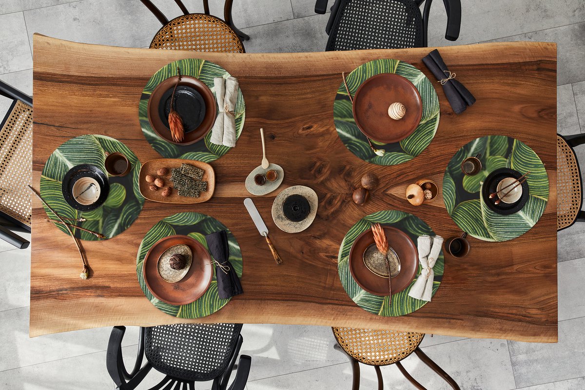 Ronde placemats - Onderlegger - Placemats rond - Bladeren - Planten - Natuur - 6 stuks
