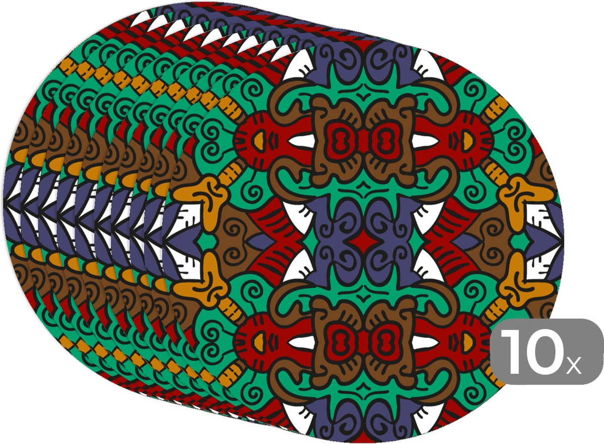 Ronde placemats - Onderlegger - Placemats rond - Afrika - Patronen - Abstract - Groen - 10 stuks