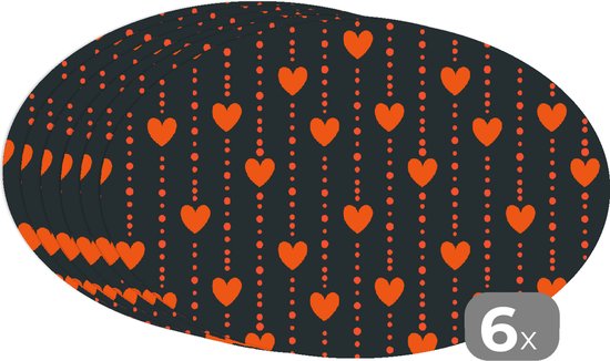 Napperons ovales - Sous-verres - Sets de table ovales - Cadeau Saint Valentin pour elle - Amour - Saint Valentin - 6 pièces