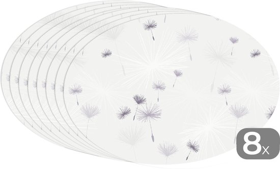 Napperons ovales - Sets de table - Sets de table ovales - Design - Pissenlit - Fleurs - 8 pièces