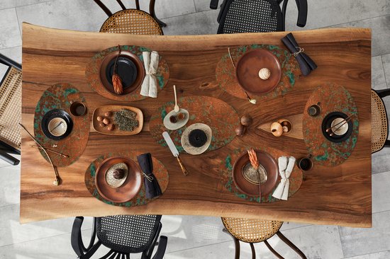 Napperons de table ovales - Sets de table - Sets de table ovales - Métal - Imprimé rouille - Blauw - 10 pièces