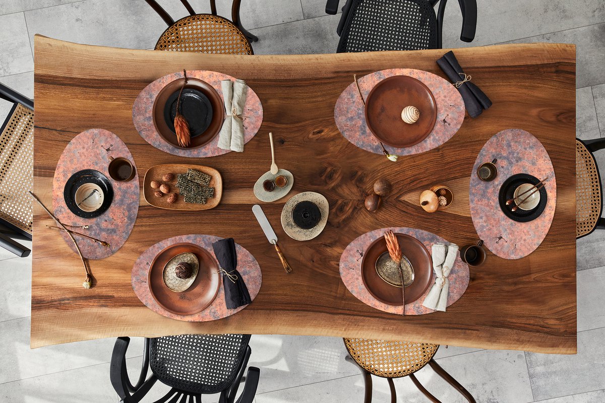 Placemats ovaal - Onderleggers - Ovale placemats - Roest print - Verweerd - Metaal - 6 stuks