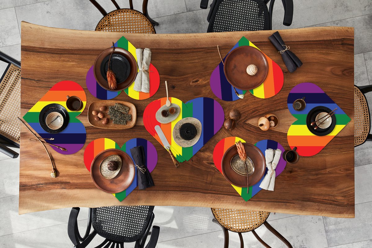 Onderleggers - Placemats - Placemats hartje - Regenboog - Patronen - Pride - 10 stuks