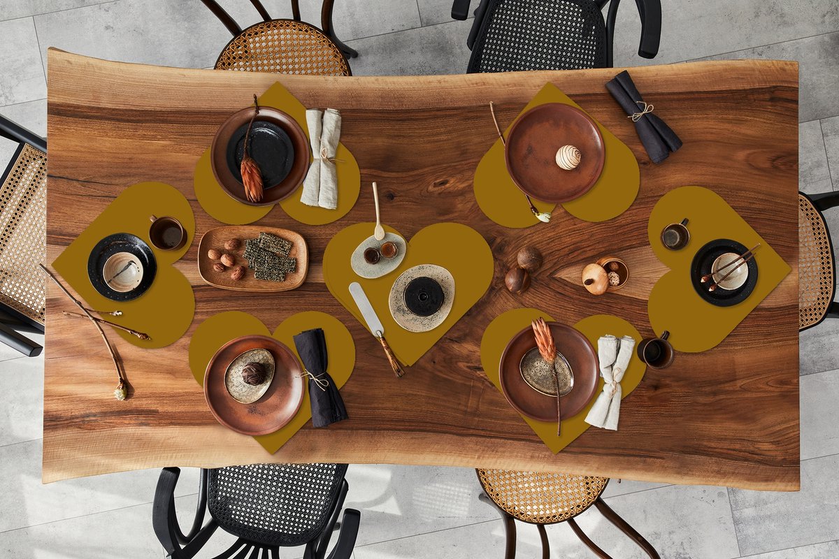 Onderleggers - Placemats - Placemats hartje - Goud - Luxe - Interieur - 8 stuks