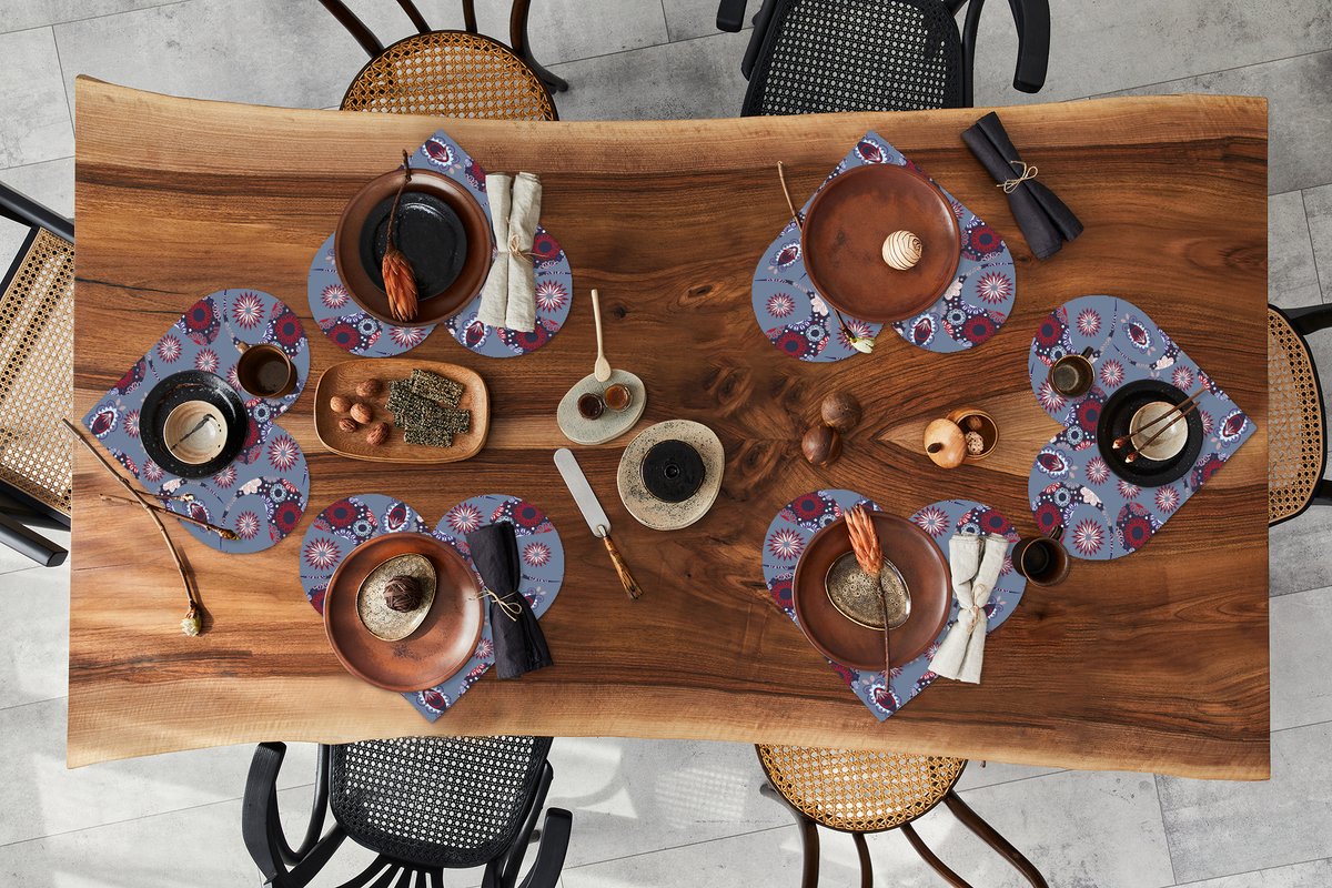 Onderleggers - Placemats - Placemats hartje - Paisley - Bloemen - Patronen - 6 stuks